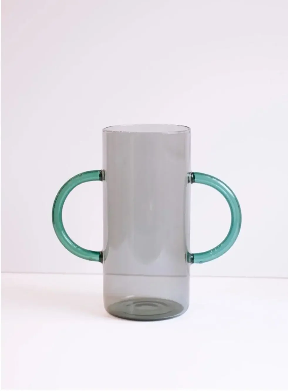 Sophie Lou Jacobsen Borosilicate Glass Handle Flower Vase Smoke & Teal